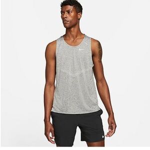 Nike Men's Stride Dri-FIT Running Tank Gray Athletic Top NWOT